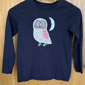 Tea Collection Black Long Sleeve with Owl Graphic